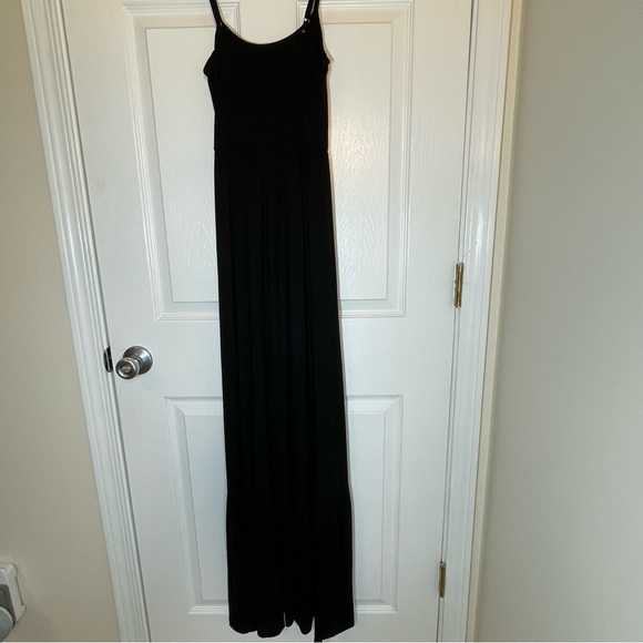 Roan + Ryan Maxi Dress Women's XS Black Square Neck Spaghetti Strap Smocked - Picture 3 of 12